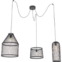 QAZQA Smart udendørs pendellampe sort rattan 3-lys inkl. LED - Calamus