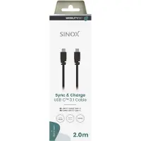 Sinox beslag Sinox SXI06362, 2 m, USB C, USB C, USB 3.2 Gen 2 (3.1 Gen 2), 10 Gbit/sek, Sort