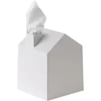 Umbra Casa Tissue Box Cover - Adorable House Shaped Square Tissue Box Holder til badev?relse sovev?relse eller kontor hvidt