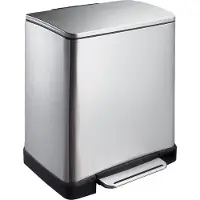 EKO Pedalspand, E-cube, stålmat, plast/rustfrit stål, 2 rum, 10+9 liter, inderspand af plast, soft close