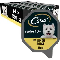 Cesar Senior 10+ med kylling og ris i gelé vådfoder til hunde bakker (150 g)