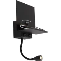 QAZQA Smart væglampe sort med USB og fleksibel arm inkl. Wifi G9 - Flero