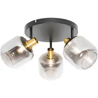 QAZQA Smart loftspot sort med guld og røgglas inkl. 3 Wifi P45 - Zuzanna