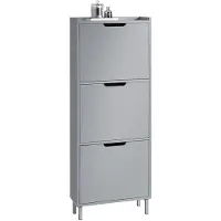SoBuy Skoskab med 3 klapper, 50x129x19 cm, grå