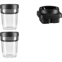 KitchenAid K400+K150 beholder med låg+kniv 200 ml 2-pak Transparent