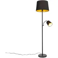 QAZQA Smart gulvlampe sort med guld inkl. Wifi A60 og E14 - Retro