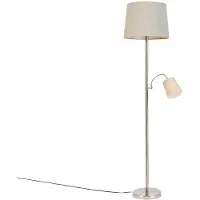 QAZQA Smart gulvlampe stål med grå skærm inkl. Wifi A60 og E14 - Retro