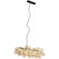 QAZQA Design pendellampe sort med ravglas 8-lys - Uvas