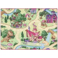 Rugsx REBEL ROADS Candy Town 27 skridsikker til børn - pink / grøn 140x200 cm