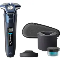Philips SHAVER Series 7000 S7885/55 Elektrisk Wet & Dry-shaver, Rotations shaver, Sort, Blå, SteelPrecision blades, Knapper, LED, GroomTribe