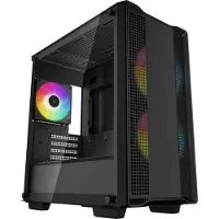 DeepCool CC360 ARGB - Tower - mini ITX - sidepanel med vindue (hærdet glas) - ingen strømforsyning (ATX / PS/2) - sort - USB/Lyd