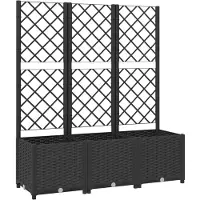 vidaXL Plantekasse Med Espalier 40X40X121,5 Cm Pp - Sort / 120 x 40 x 136 cm