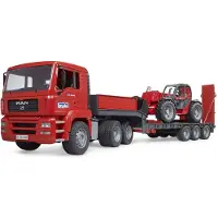 BRUDER MAN TGA Low loader truck with Manitou telehandler toy