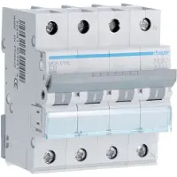 Hager Automatsikring 3P+N C 10A 6kA 4M MCN610E