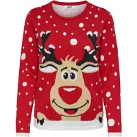 JDY Pullover 'Lucia' lysebrun / rød / sort / hvid