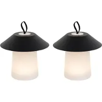 QAZQA Sæt med 2 bordlamper svamp sort inkl. genopladelig LED - Ivan