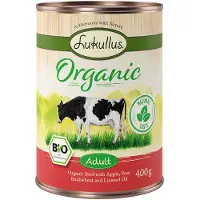 Lukullus Organic Adult Øko Okse med Øko Æble (glutenfri) - 6 x 400 g