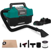 Vonroc Støvsuger 20V - Kompakt Alt-i-Én | Vådsugning | Blæsefunktion | Inkl. tilbehør | Inkl. 2x 2.0Ah akku og oplader