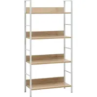 vidaXL Bogreol 3 Hylder Konstrueret Træ - Egetræ og hvid / 124.5 cm