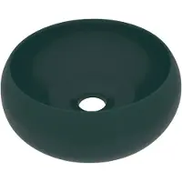 vidaXL luksuriøs rund håndvask matgrøn 40x15 cm keramik