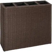 vidaXL Plantekasse Med 4 Krukker Polyrattan - 4 / Brun