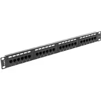 Lanberg PPU5-1024-B - Patch-panel - CAT 5e - UTP - RJ-45 X 24 - RAL 9004, sort - 1U - 19