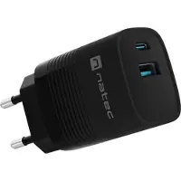 Natec Ribera Gan 30w Usb-a-og Usb-c-vægoplader