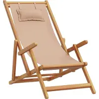 vidaXL strandstol foldbar massivt eukalyptustræ og stof gråbrun