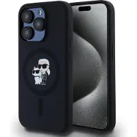 Karl Lagerfeld MagSafe Karl & Choupette Sort iPhone 15 Pro-cover