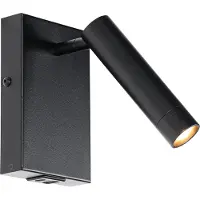 QAZQA Moderne væglampe sort med justerbar USB - Croft