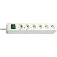 Brennenstuhl Eco-Line med afbryder 6-vejs hvid 3,0 m