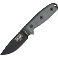 ESEE Model 3 black blade, grey handle 3P-MB-B with sheath + clip and MOLLE-back