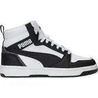 Puma Rebound V6 Mid Sneakers Youth, Shoes, White/Black/Shadow Gray, 37