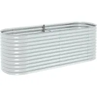 vidaXL forhøjet plantekasse 240x80x81 cm galvaniseret stål sølvfarvet