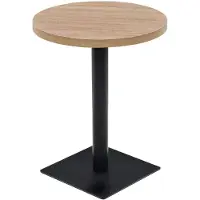 vidaXL bistrobord MDF og stål rund 60 x 75 cm egetræsfarvet