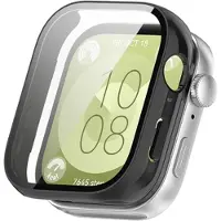 Mtp Products Huawei Watch Fit 3 Plastikcover med Skærmbeskyttelse Hærdet Glas - Sort