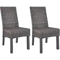 vidaXL spisebordsstole 2 stk. kubu-rattan og mangotræ brun