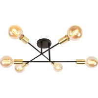 QAZQA Smart loftslampe sort med guld 6-lys inkl. Wifi G95 - Sydney