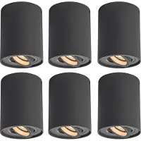 QAZQA Sæt med 6 smarte mørkegrå spotlights inkl. Wifi GU10 - Rondoo up