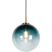 QAZQA Smart pendellampe messing med oceanblåt glas 33 cm inkl. WiFi ST64 - Pallon