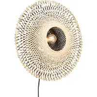 QAZQA Smart væglampe bambus 50 cm med stik inkl. Wifi A60 - Rina