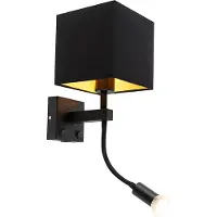 QAZQA Smart væglampe sort med USB inkl. Wifi A60 og GU10 - Zeno