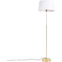 QAZQA Smart gulvlampe guld med linnedskærm hvid 45 cm inkl. Wifi A60 - Parte