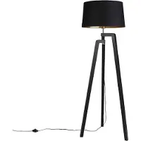 QAZQA Smart gulvlampe med skærm sort med guld 50 cm inkl. Wifi A60 - Puros