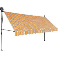 vidaXL Markise Med LED-Lys Manuel Betjening - 400 cm / Gul og hvid