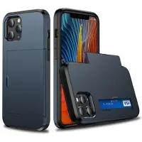 Mtp Products iPhone 12/12 Pro Hybrid Cover med Glidende Kortslot - Mørkeblå