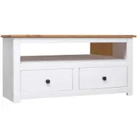vidaXL TV-Skænk 93 X 49 X 49 Cm Massivt Fyrretræ Panama - Hvid
