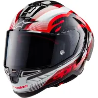 Alpinestars S-R10-holdet Integralhjelm Rød/Hvid/Karbon 2XL