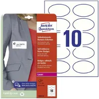 Avery Navneskilte 85x50 mm hvid selvklæbende ovale - til laserprinter - (20 ark x 10 stk.)