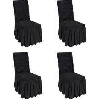 Vevor Stretch Spandex Foldstolbetræk, Universal Passende Stolebetræk med Skørt, Aftagelige Vaskbare Beskyttende Slipbetræk, Til Bryllup, Ferie, Banket, Fest, Fejring, Spisning (4 STK. Sort)